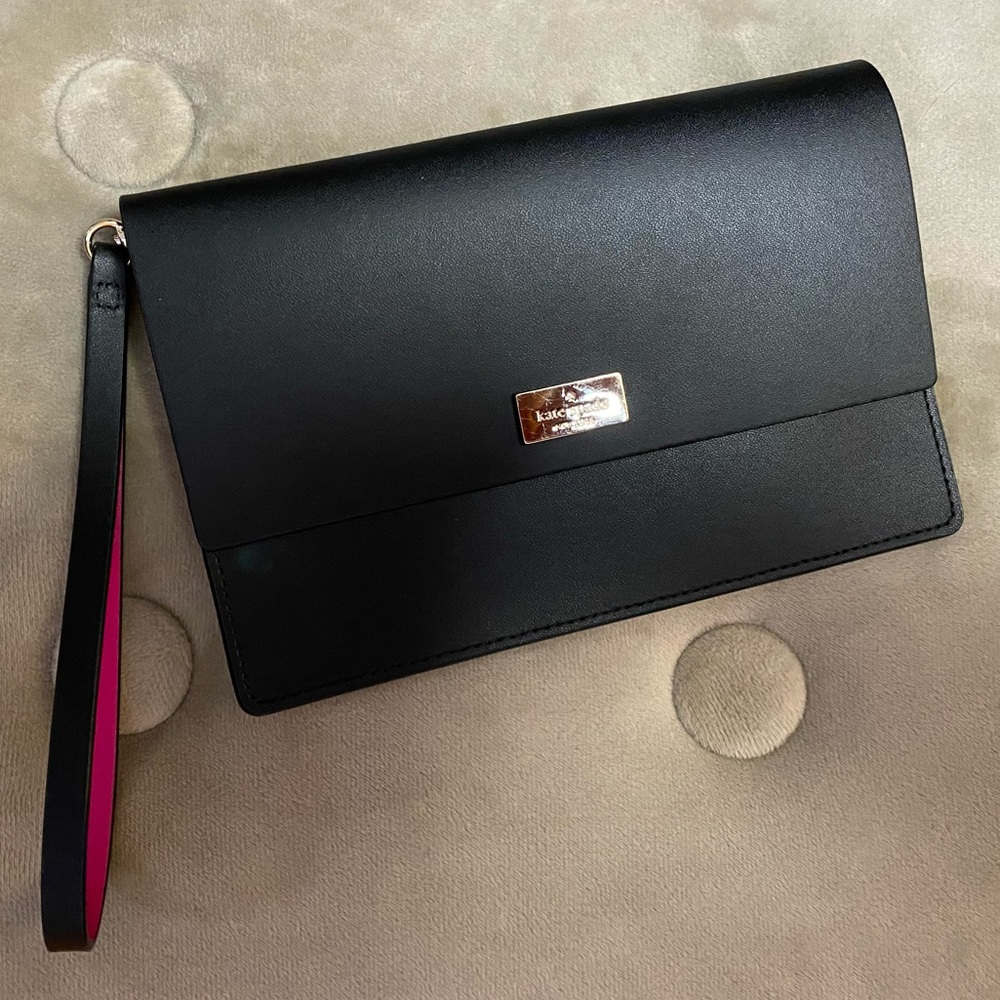 Pre-owned KATE SPADE leather wristlet in Black